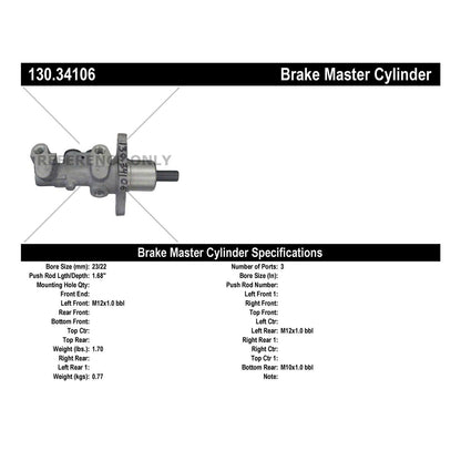 Centric Parts Brake Master Cylinder Premium for 2001-2005 BMW 325xi 330xi 130.34106