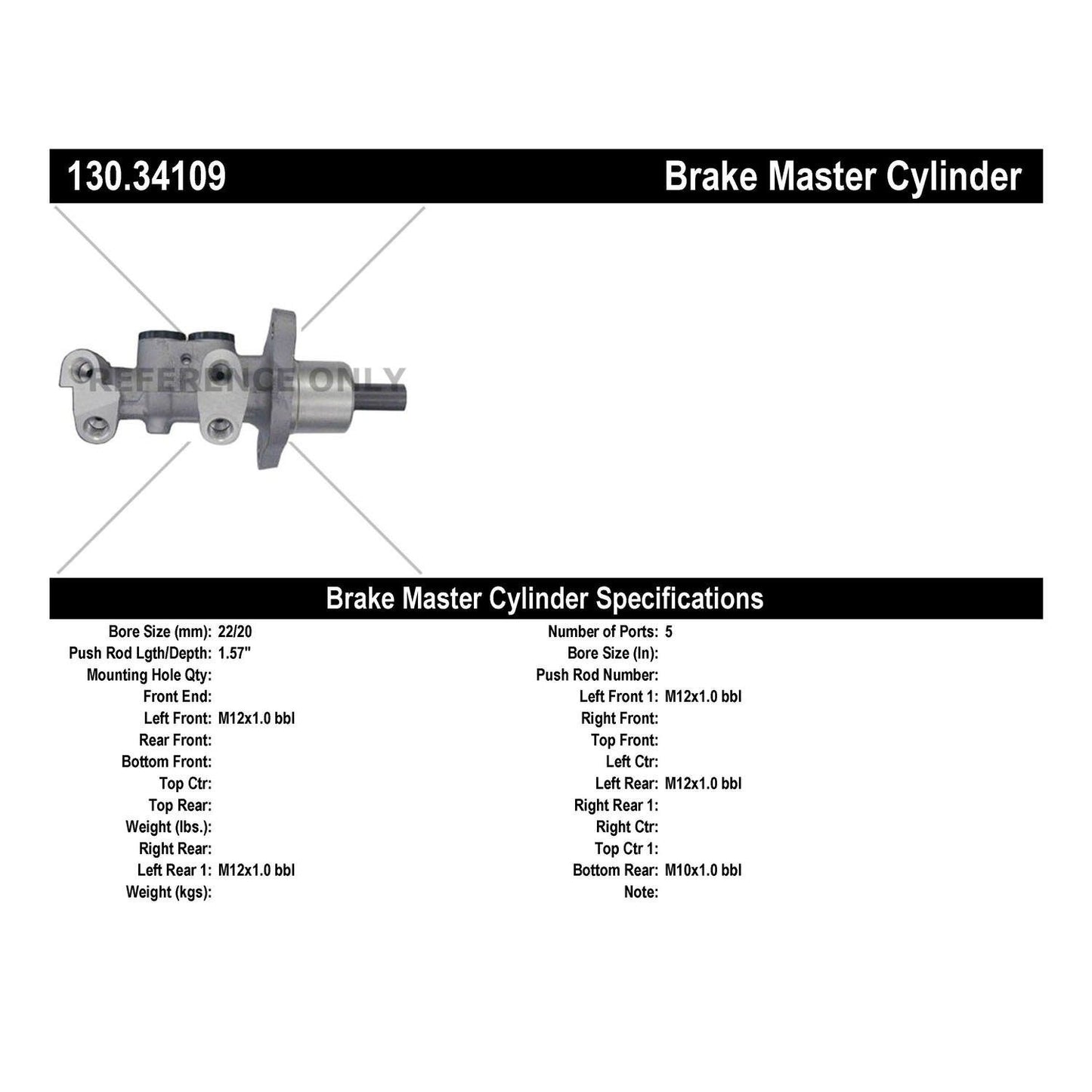 Centric Parts Premium Brake Master Cylinder 130.34109