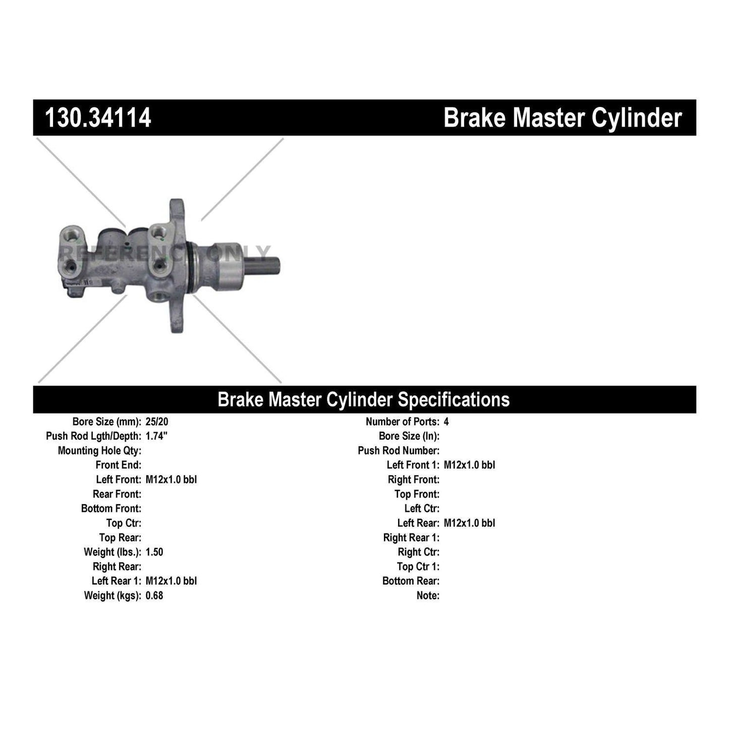 Stoptech Centric Premium Brake Master Cylinder 01-06 BMW M3 130.34114