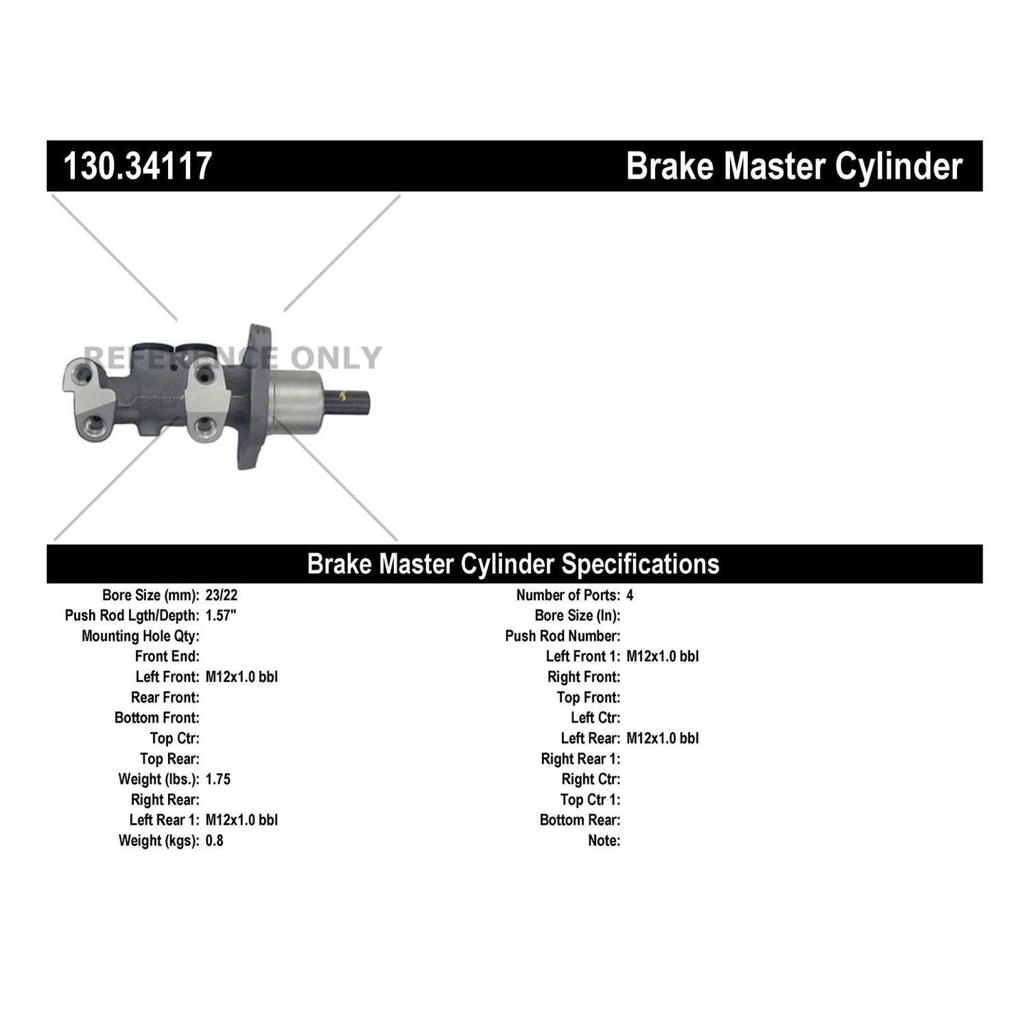 Centric Parts Premium Brake Master Cylinder for BMW 320i 2005-2001 130.34117