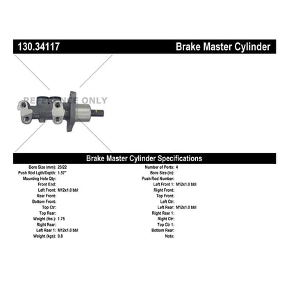 Centric Parts Premium Brake Master Cylinder for BMW 320i 2005-2001 130.34117