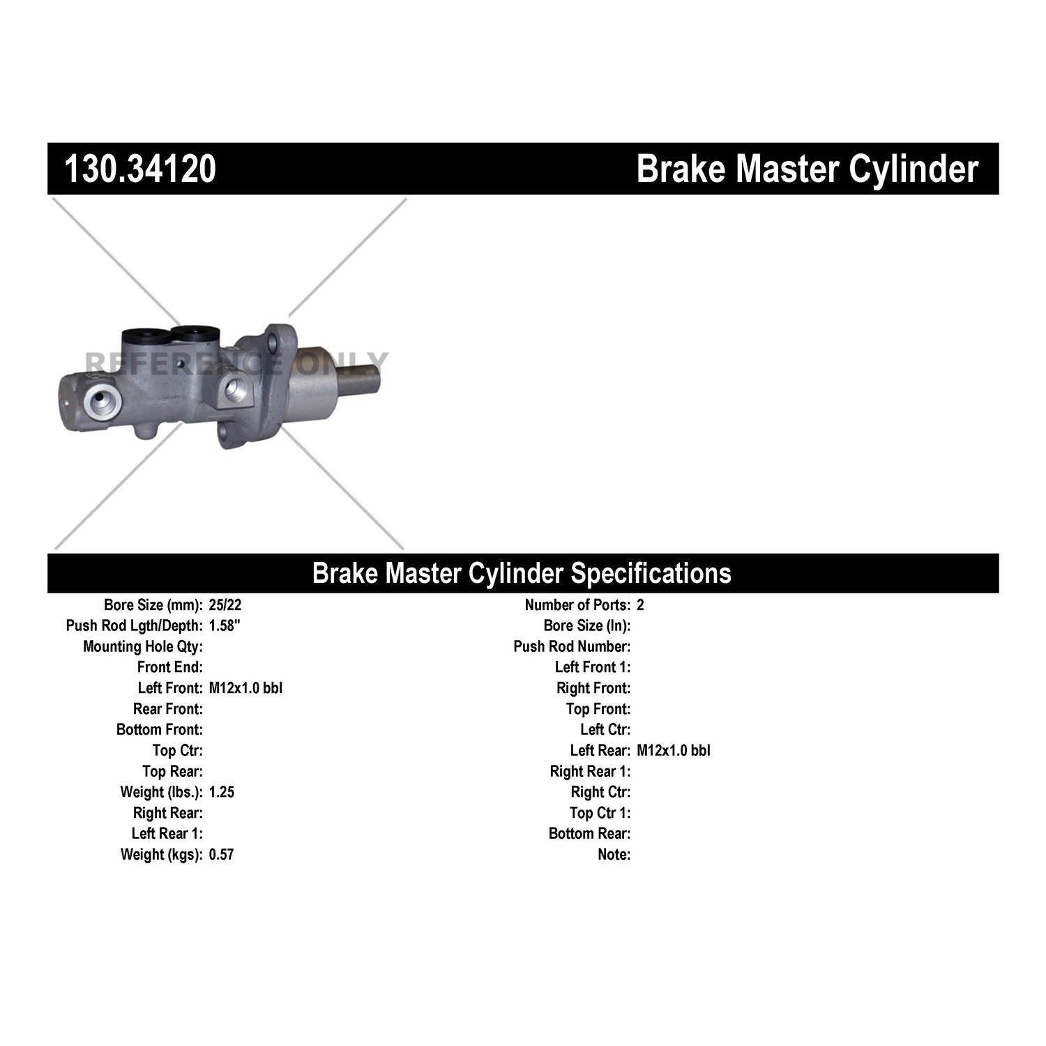 Centric Parts Premium Brake Master Cylinder 130.34120