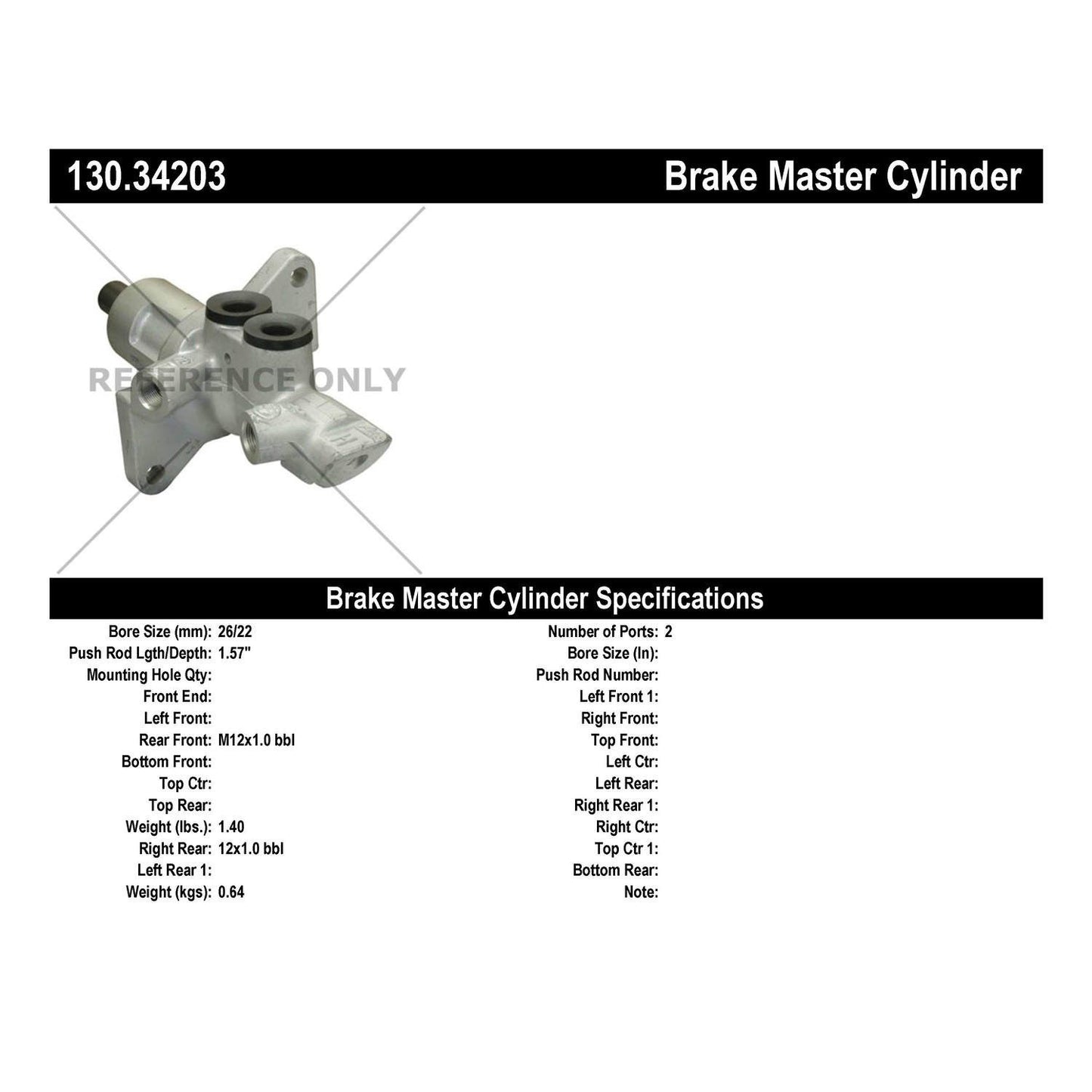 Centric Parts Brake Master Cylinder Premium for 2011-2013 BMW 1 Series M 130.34203