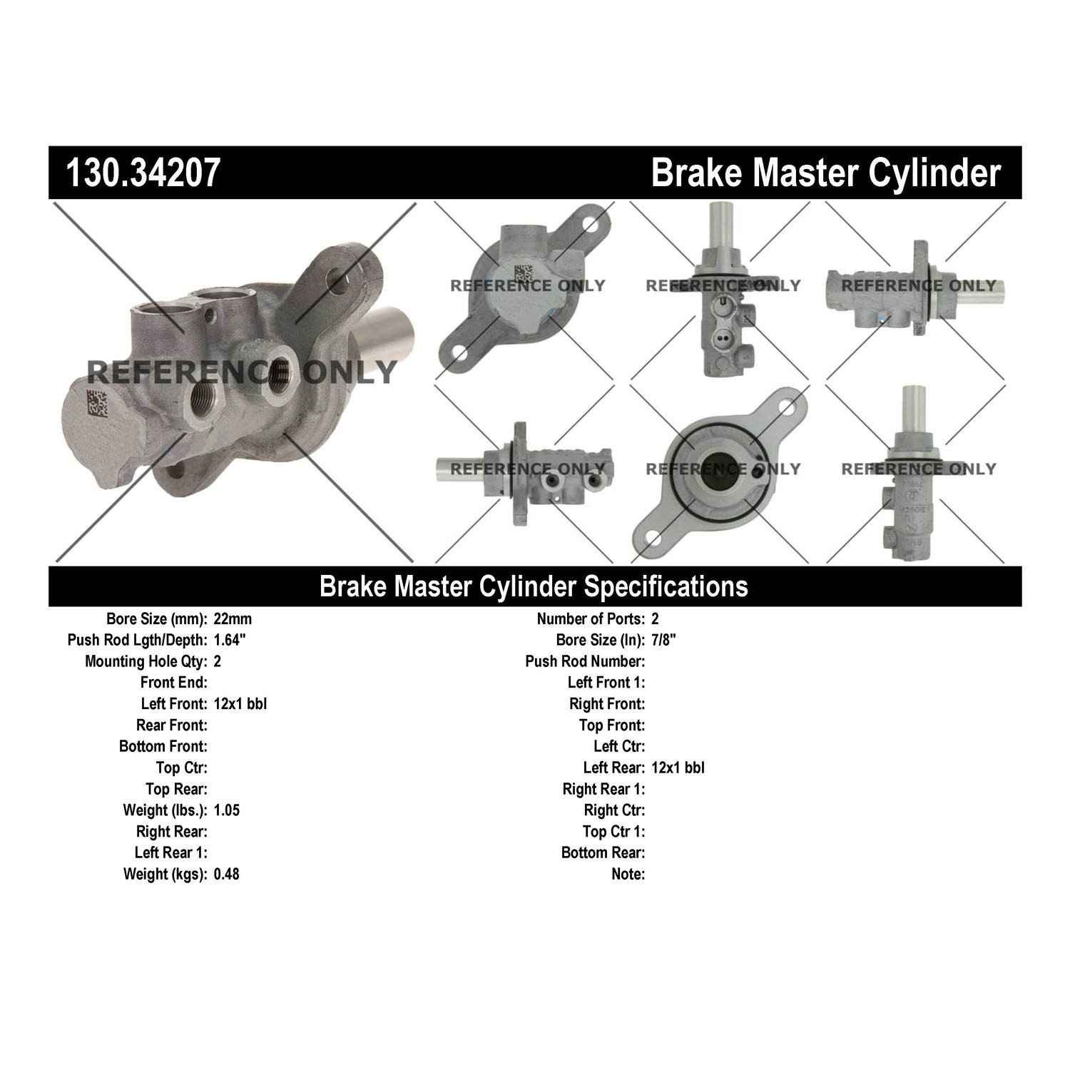 Centric Parts Premium Brake Master Cylinder 130.34207