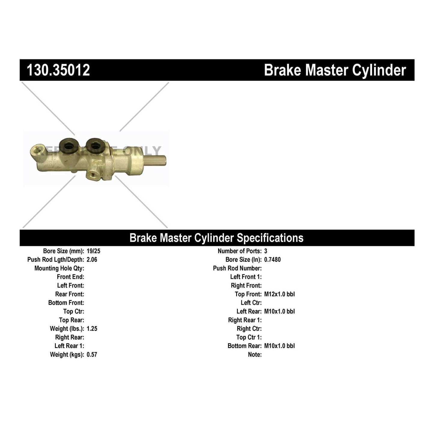 Centric Parts Premium Brake Master Cylinder 130.35012