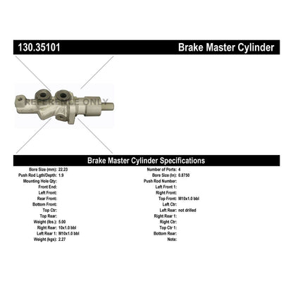 Centric Parts Brake Master Cylinder Premium for 1984-1993 Mercedes-Benz 190D/190E 130.35101