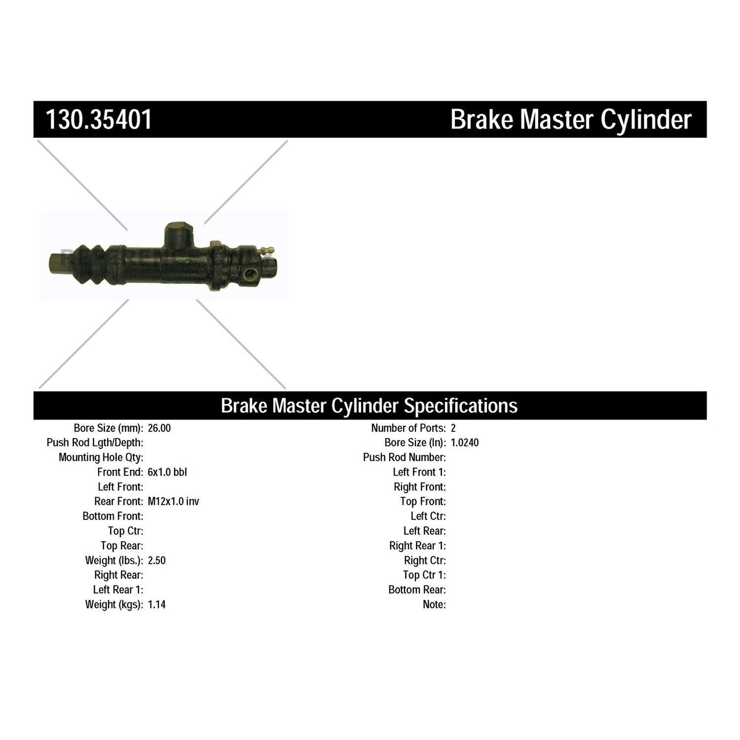 Centric Parts Brake Master Cylinder Premium for 1959-1962 Mercedes-Benz 190SL 130.35401
