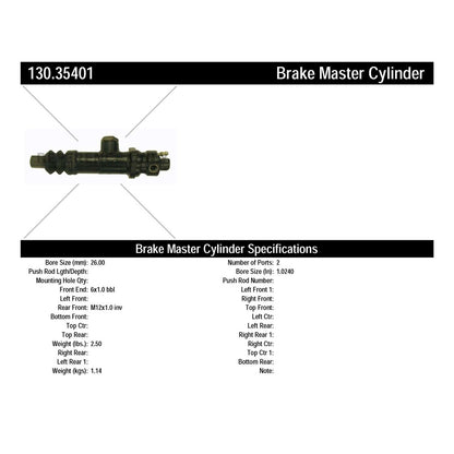 Centric Parts Brake Master Cylinder Premium for 1959-1962 Mercedes-Benz 190SL 130.35401