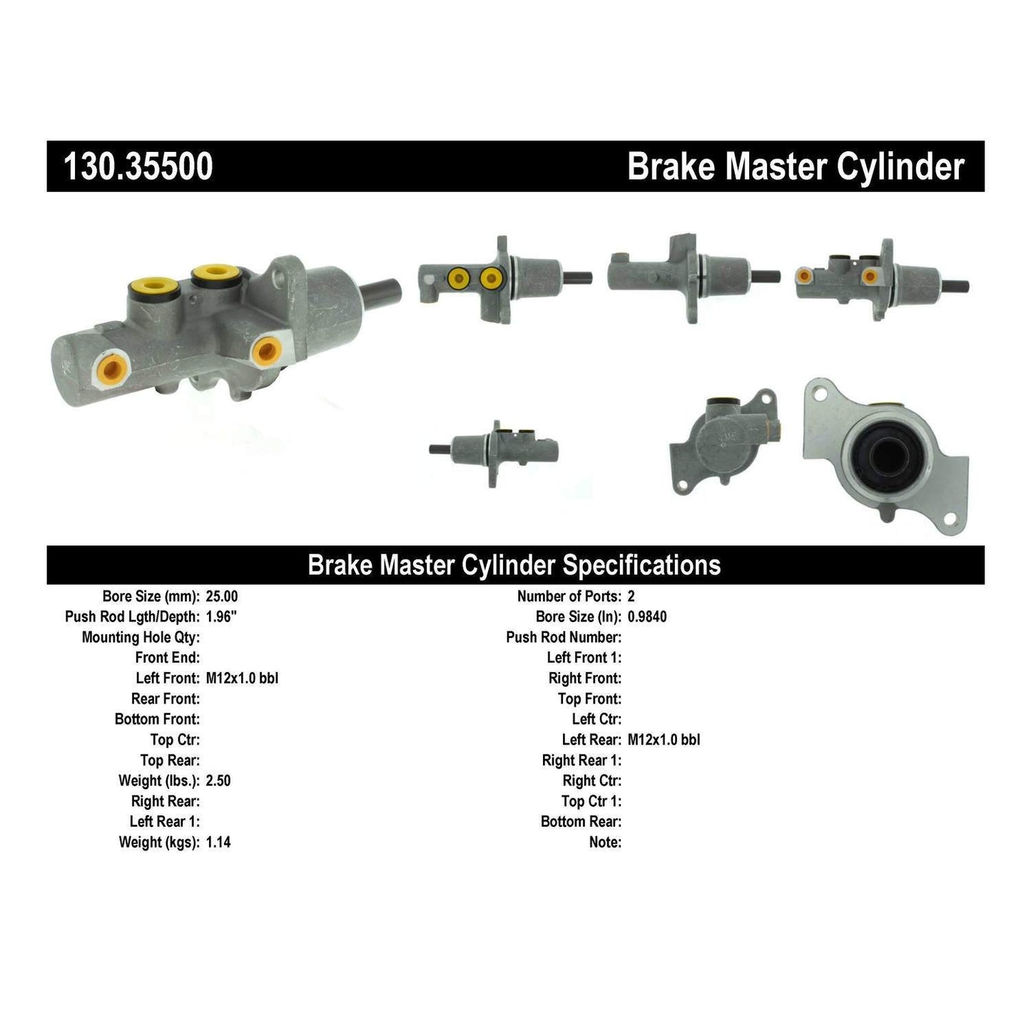 Centric Parts Brake Master Cylinder Premium for 2003-2006 Dodge Sprinter 2500/3500 Freightliner Sprinter 2500/3500 130.35500