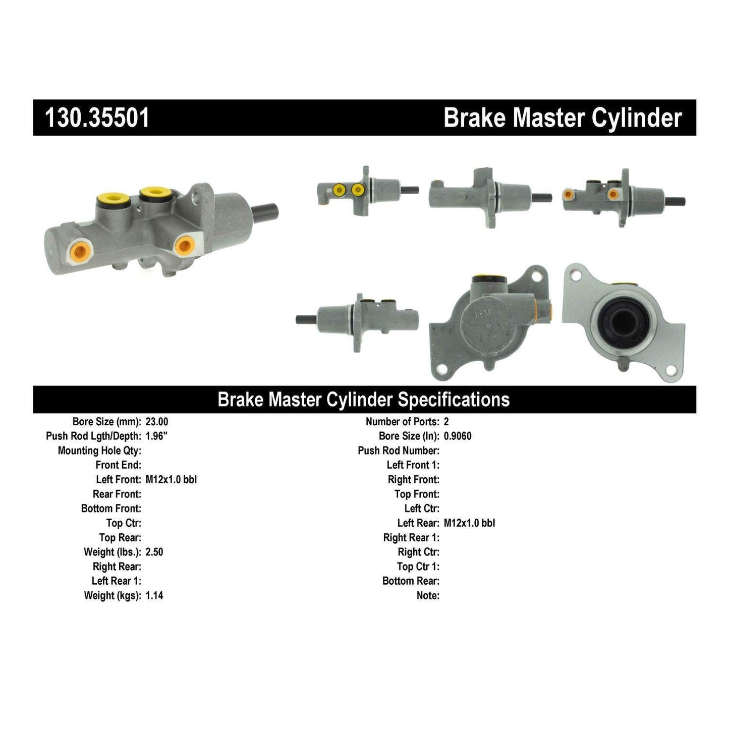Centric Parts Premium Brake Master Cylinder 130.35501