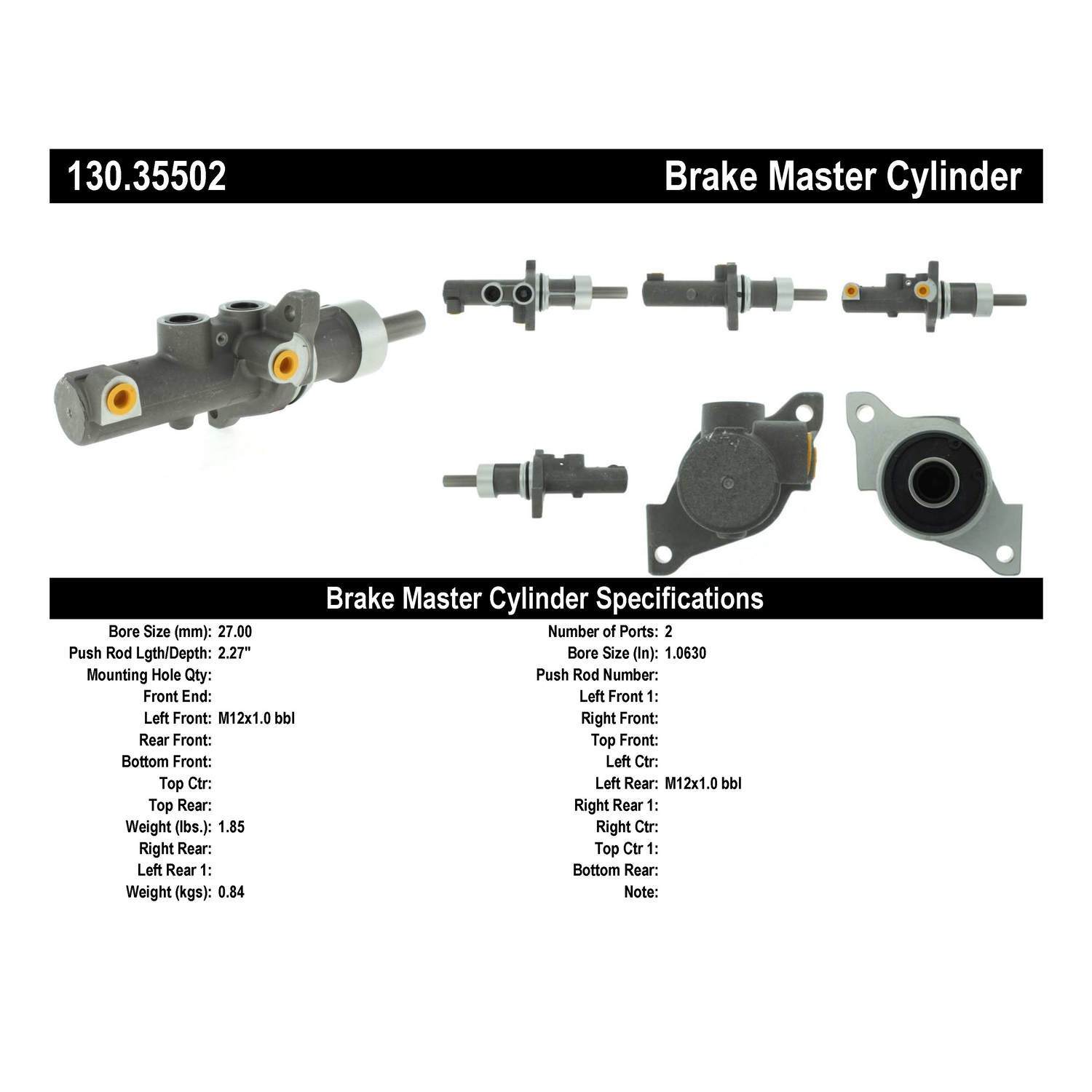 StopTech Premium Brake Master Cylinder 130.35502