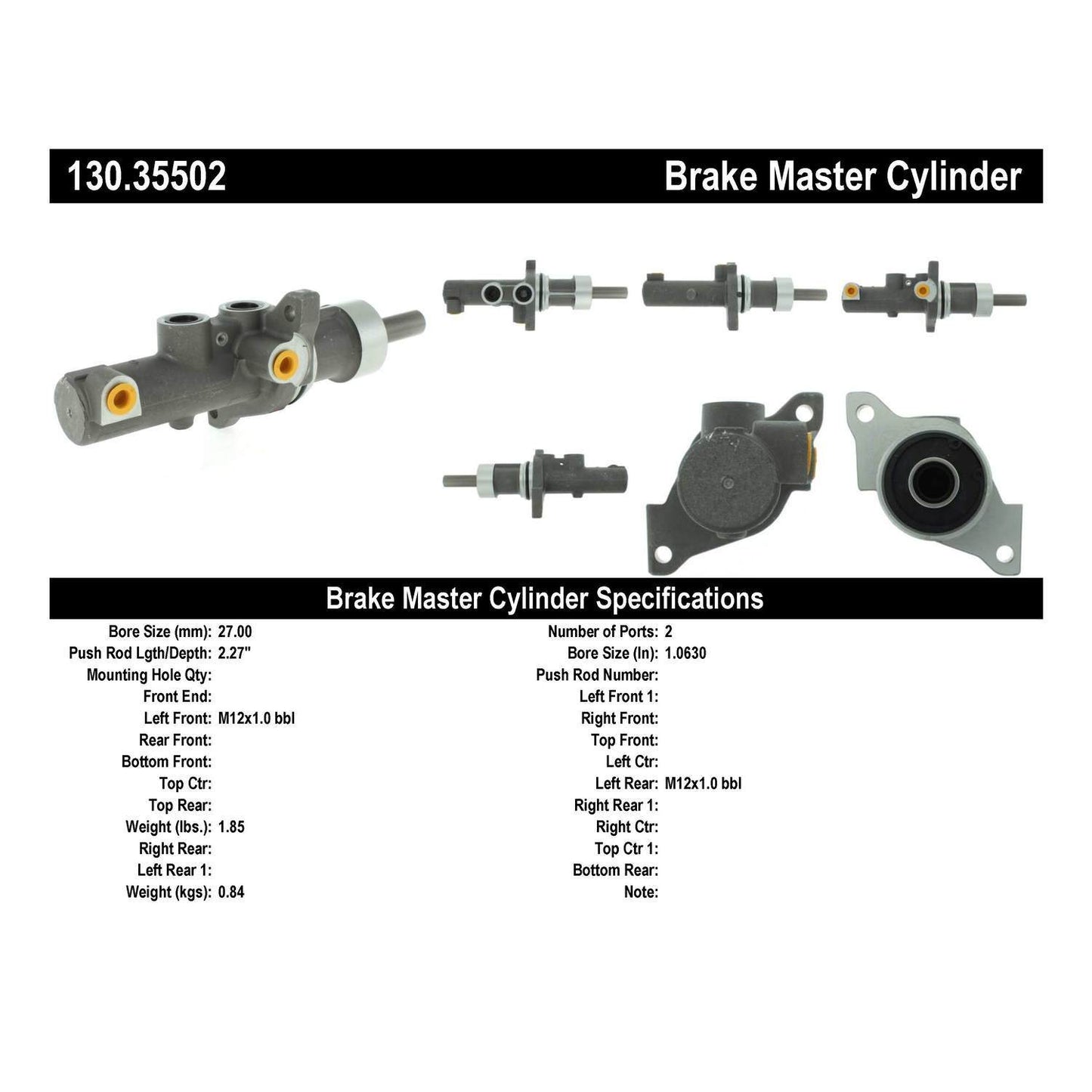 Centric Parts Premium Brake Master Cylinder 130.35502