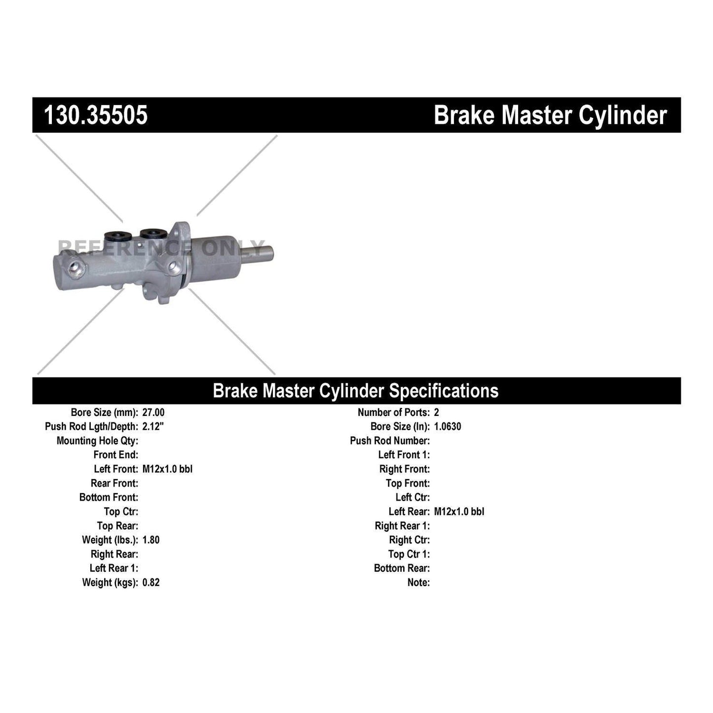 Centric Parts Premium Brake Master Cylinder for Freightliner Sprinter 2500/3500 2010-2014 and Mercedes-Benz Sprinter 2500/3500 2010-2016 130.35505