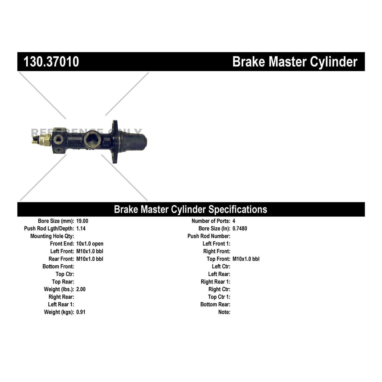 Centric Parts Premium Brake Master Cylinder 130.37010