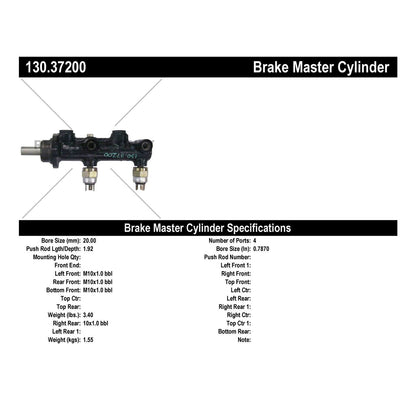 Stoptech Centric 97-99 Porsche 924 Premium Brake Master Cylinder 130.37200