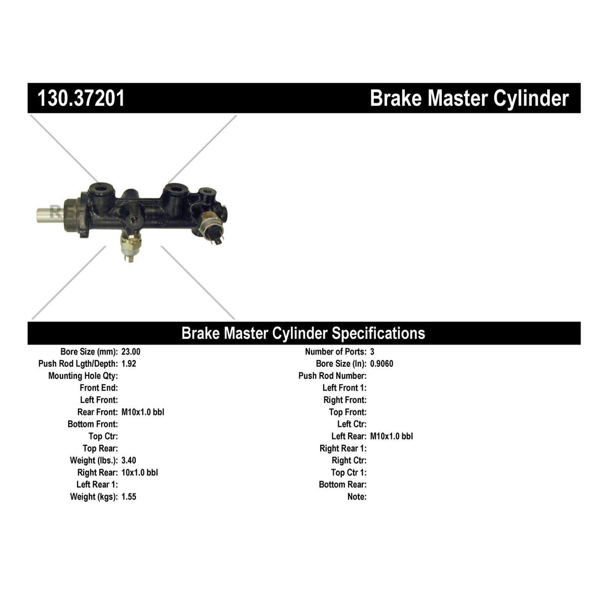 Centric Parts Brake Master Cylinder Premium for Porsche 924 1980 130.37201