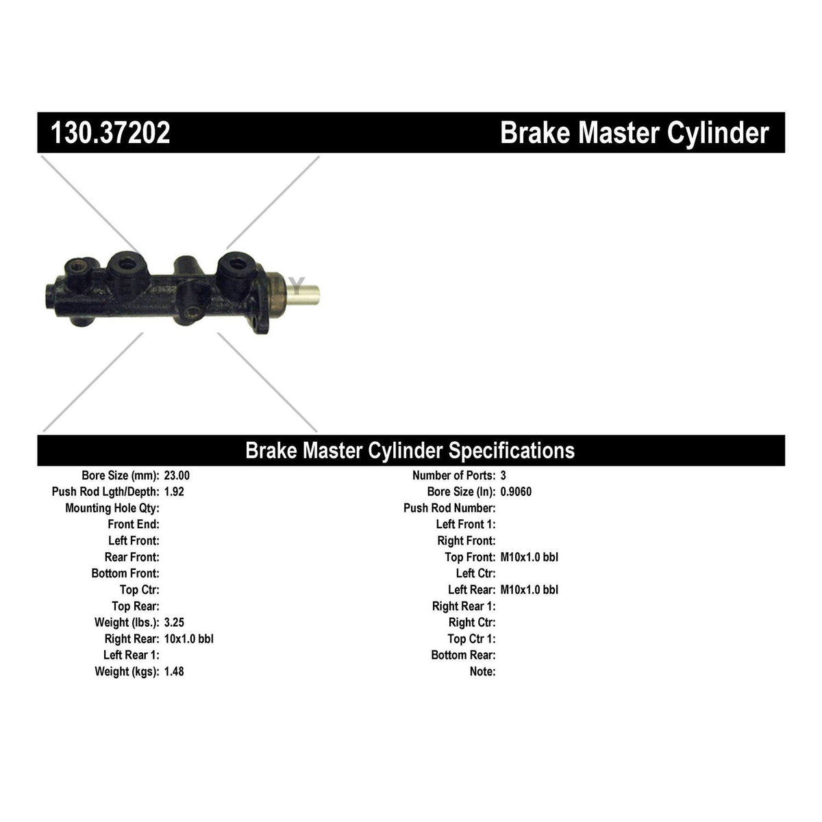 Centric Parts Premium Brake Master Cylinder 130.37202