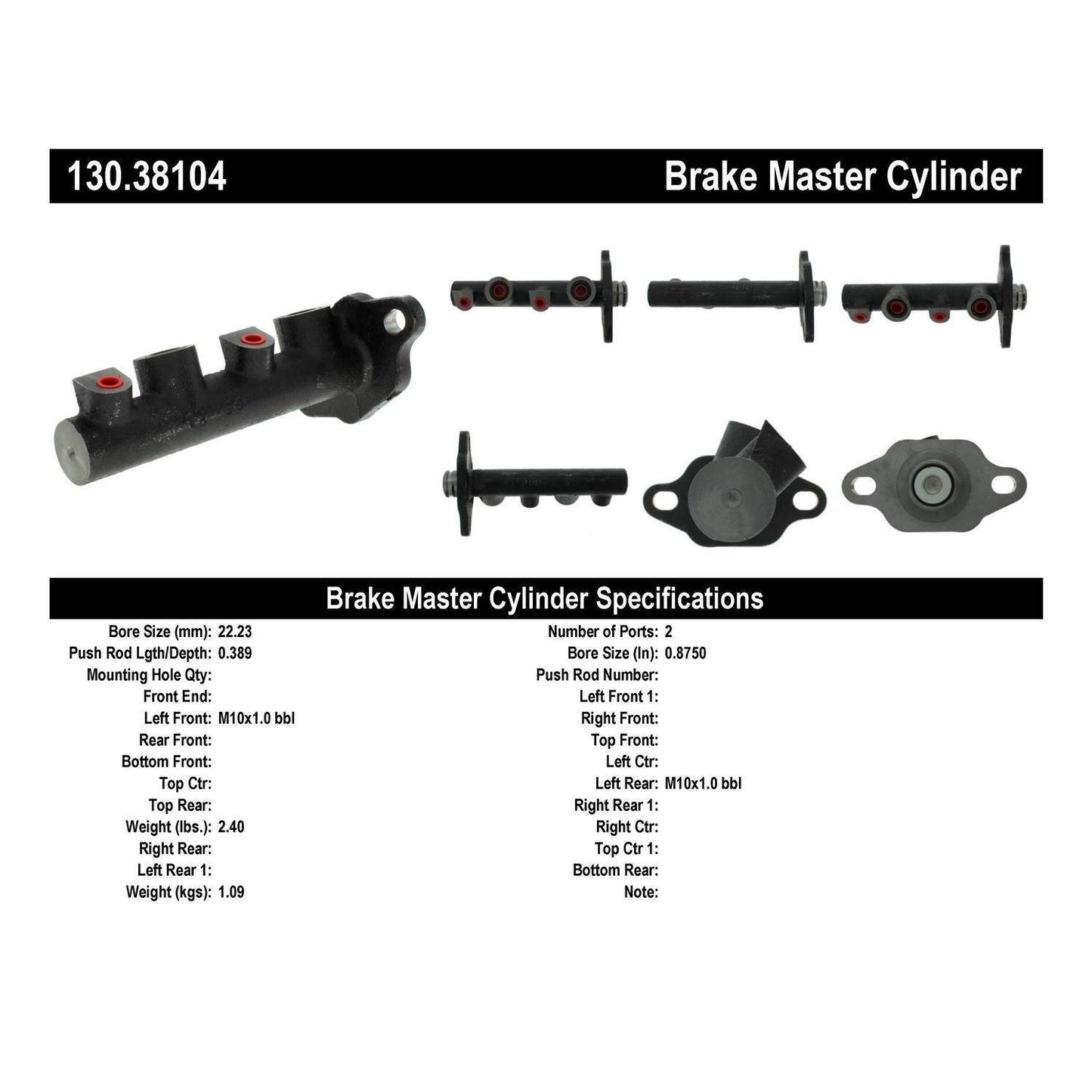 Centric Parts Brake Master Cylinder Premium for 1987-1989 Saab 900 130.38104