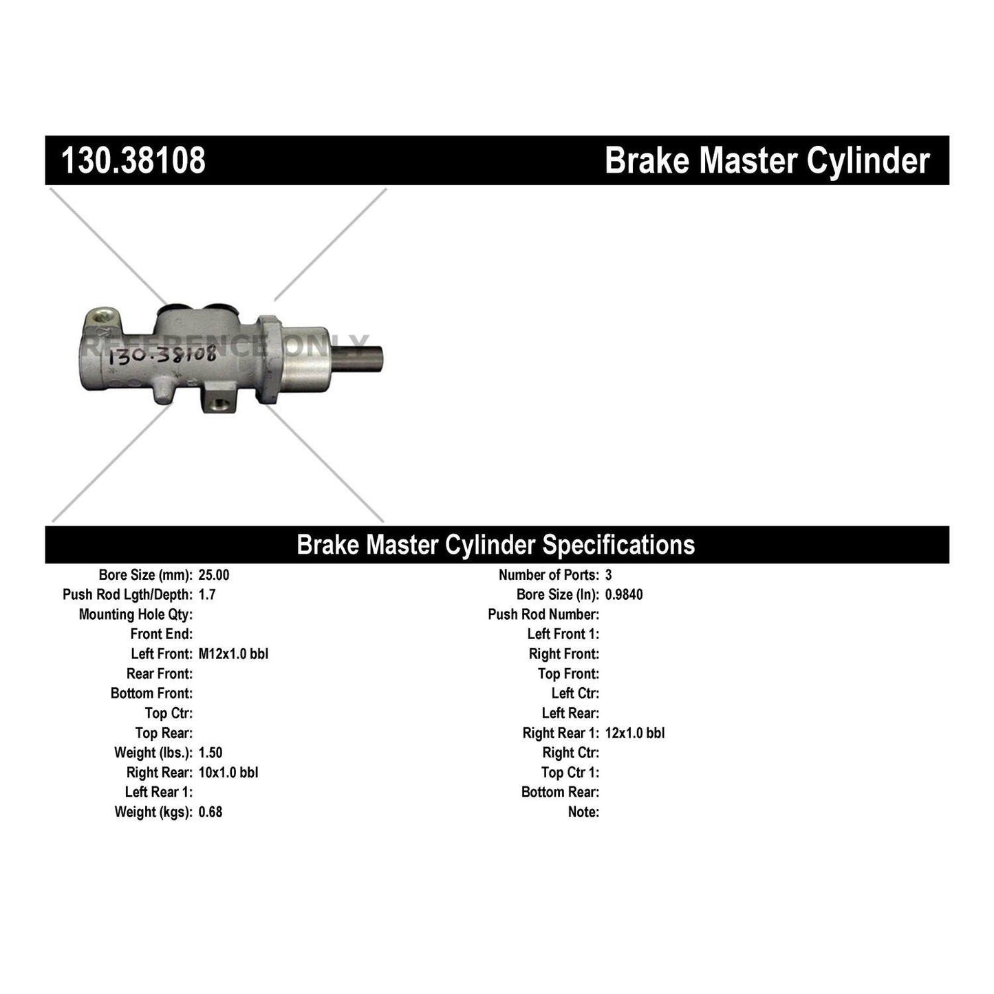Centric Parts Brake Master Cylinder Premium for 2001-1999 Saab 9-5 130.38108