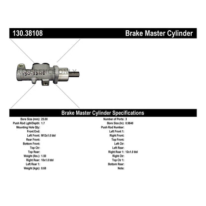 Centric Parts Brake Master Cylinder Premium for 2001-1999 Saab 9-5 130.38108