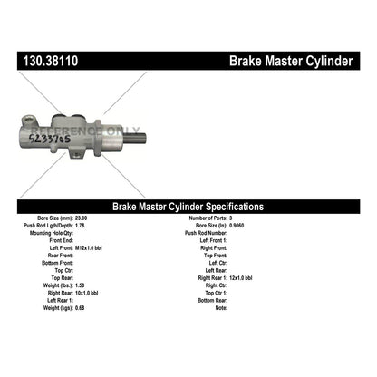 Centric Parts Premium Brake Master Cylinder 130.38110