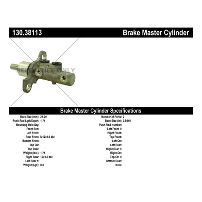 Stoptech Centric Premium Brake Master Cylinder 130.38113