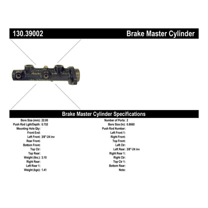 Centric Parts Premium Brake Master Cylinder 130.39002