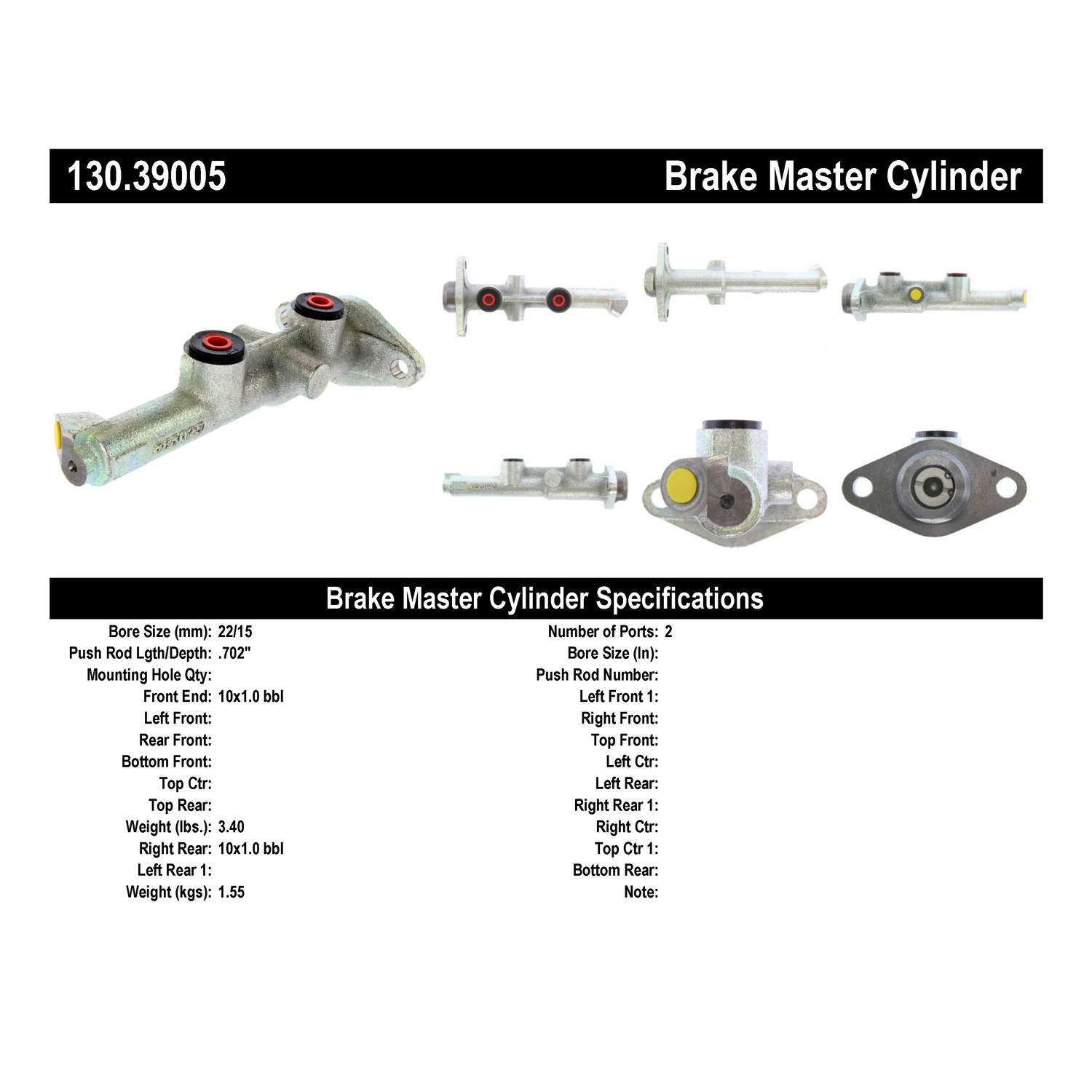 StopTech Premium Brake Master Cylinder 130.39005