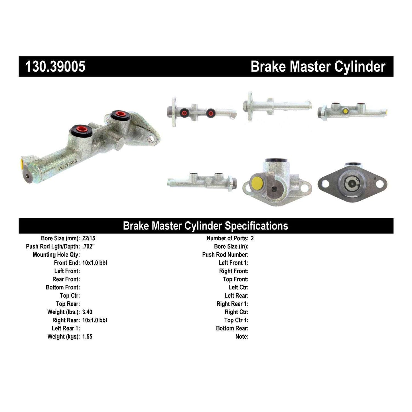 Stoptech Centric Premium Brake Master Cylinder 130.39005