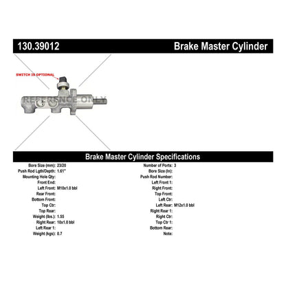 Centric Parts Premium Brake Master Cylinder for 1996-1998 Volvo 850 C70 S70 V70 130.39012