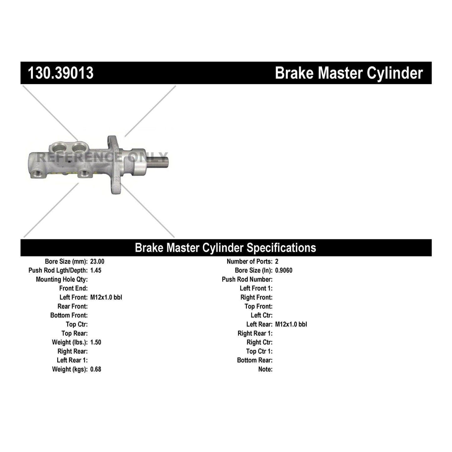 Centric Parts Brake Master Cylinder Premium for Volvo C70 2004-1999 S70 2000-1999 V70 2000-1999 130.39013