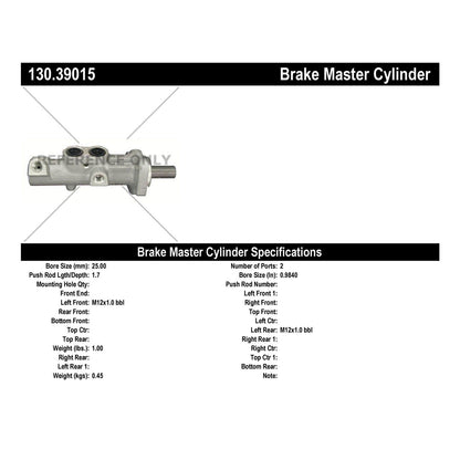 Centric Parts Premium Brake Master Cylinder for 2001-2009 Volvo S60, 2001-2006 Volvo S80, 2001-2007 Volvo V70, 2003-2006 Volvo XC70 130.39015