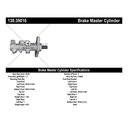 Centric Parts Premium Brake Master Cylinder 130.39016