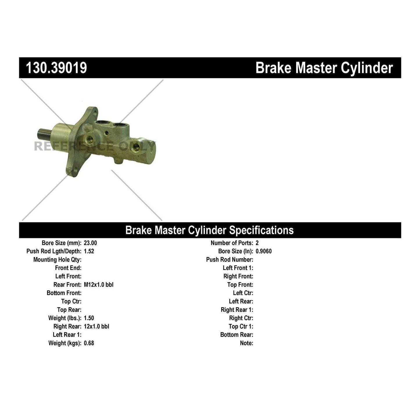 Centric Parts Brake Master Cylinder Premium for 2007-2013 Volvo C30 C70 S40 V50 130.39019