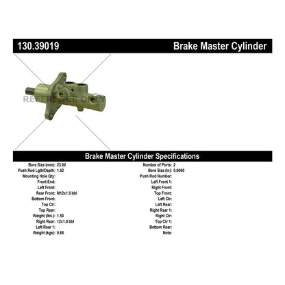 Centric Parts Brake Master Cylinder Premium for 2007-2013 Volvo C30 C70 S40 V50 130.39019