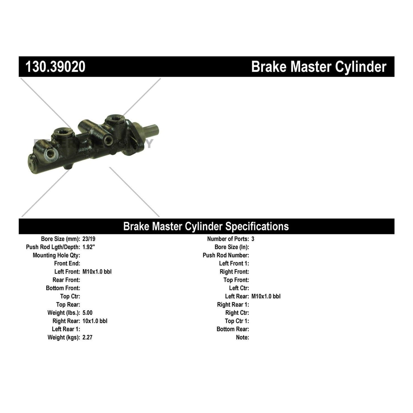 Centric Parts Brake Master Cylinder Premium for Volvo 740 1991-1985 760 1990-1985 780 1991-1987 940 1991 130.39020