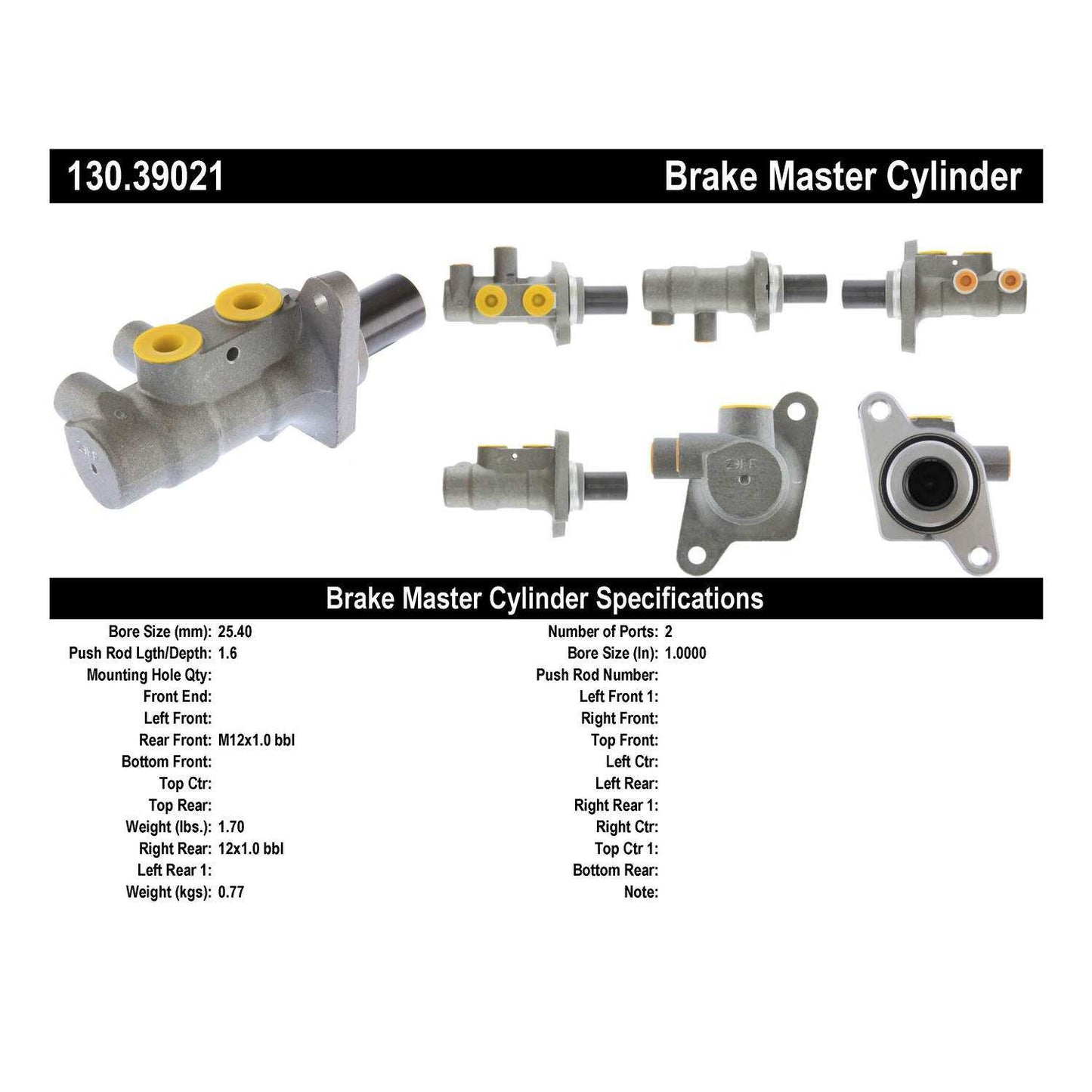 Centric Parts Premium Brake Master Cylinder 130.39021