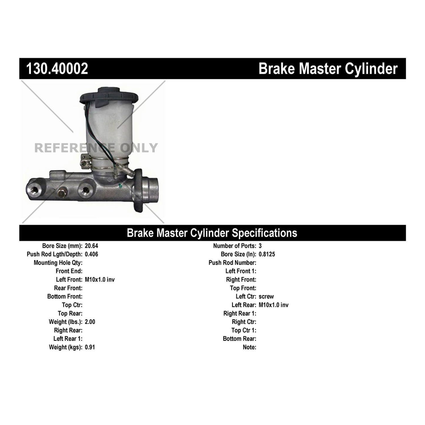 Stoptech Centric Premium Brake Master Cylinder 130.40002
