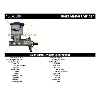 Centric Parts Brake Master Cylinder Premium for 1989-1988 Honda Accord, 1991-1988 Prelude 130.40008