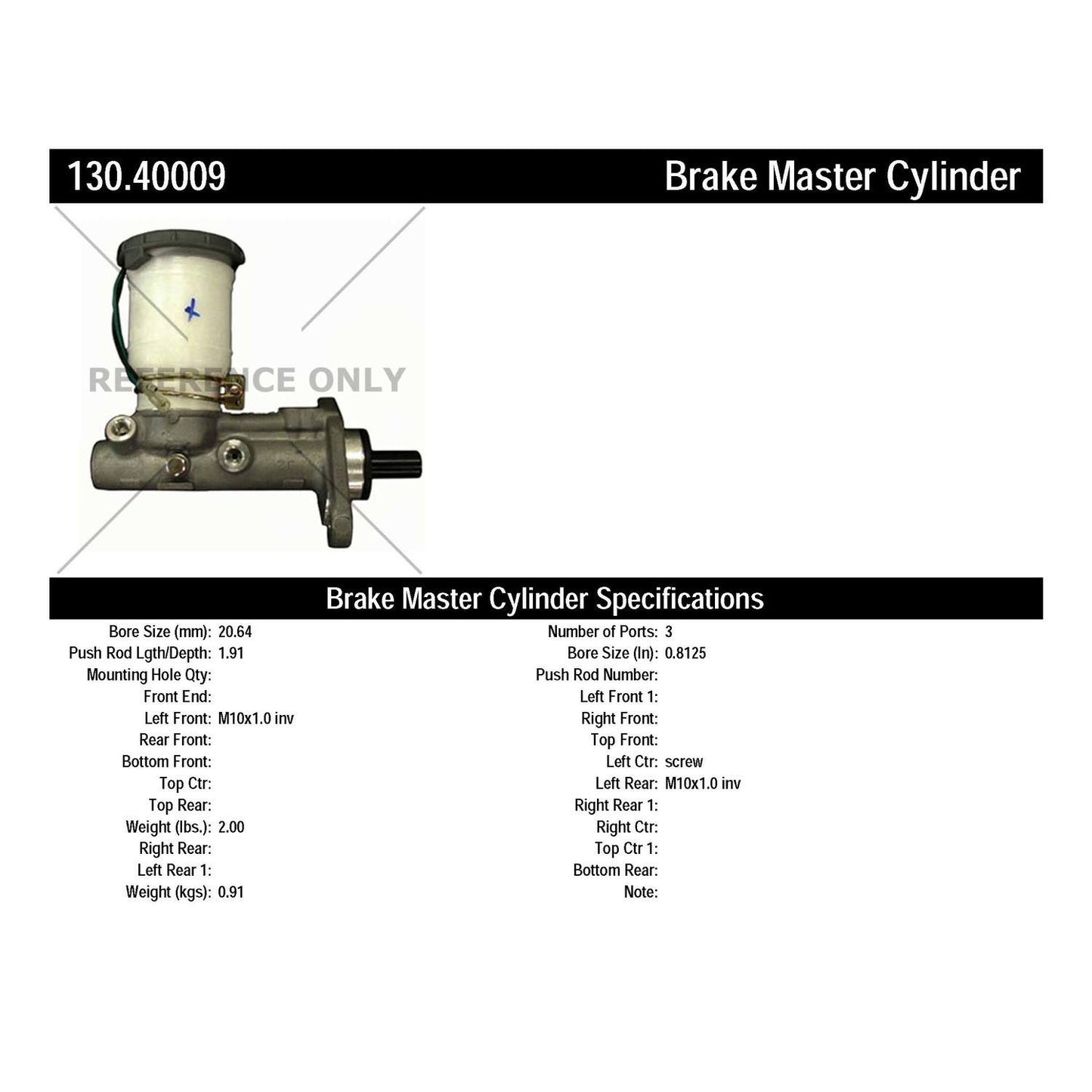 Centric Parts Brake Master Cylinder Premium for 1995-1988 Honda Civic 130.40009