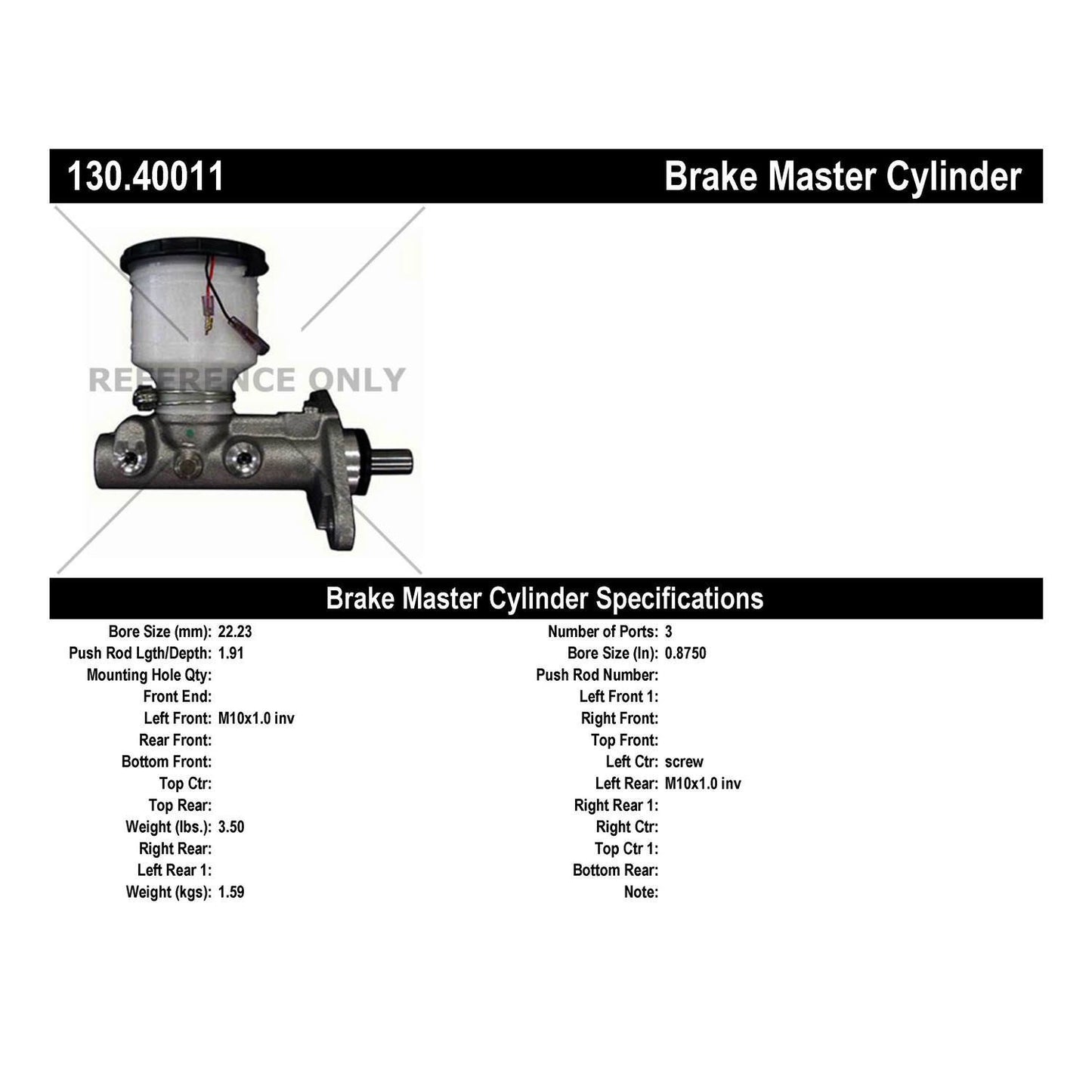 Centric Parts Brake Master Cylinder Premium for 1988-1990 Honda Prelude 130.40011