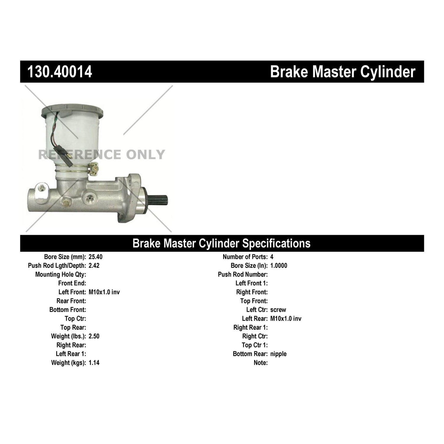 Centric Parts Brake Master Cylinder Premium for 1990-1993 Acura Integra 130.40014