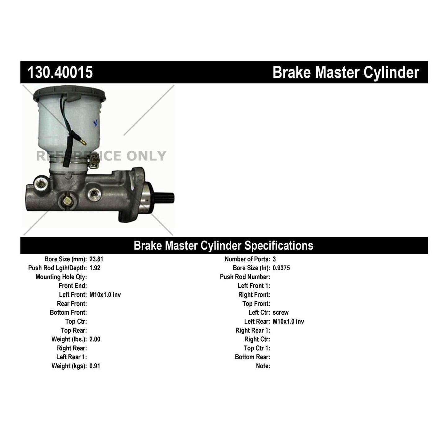 Centric Parts Brake Master Cylinder Premium for 1990-1997 Acura Integra 130.40015