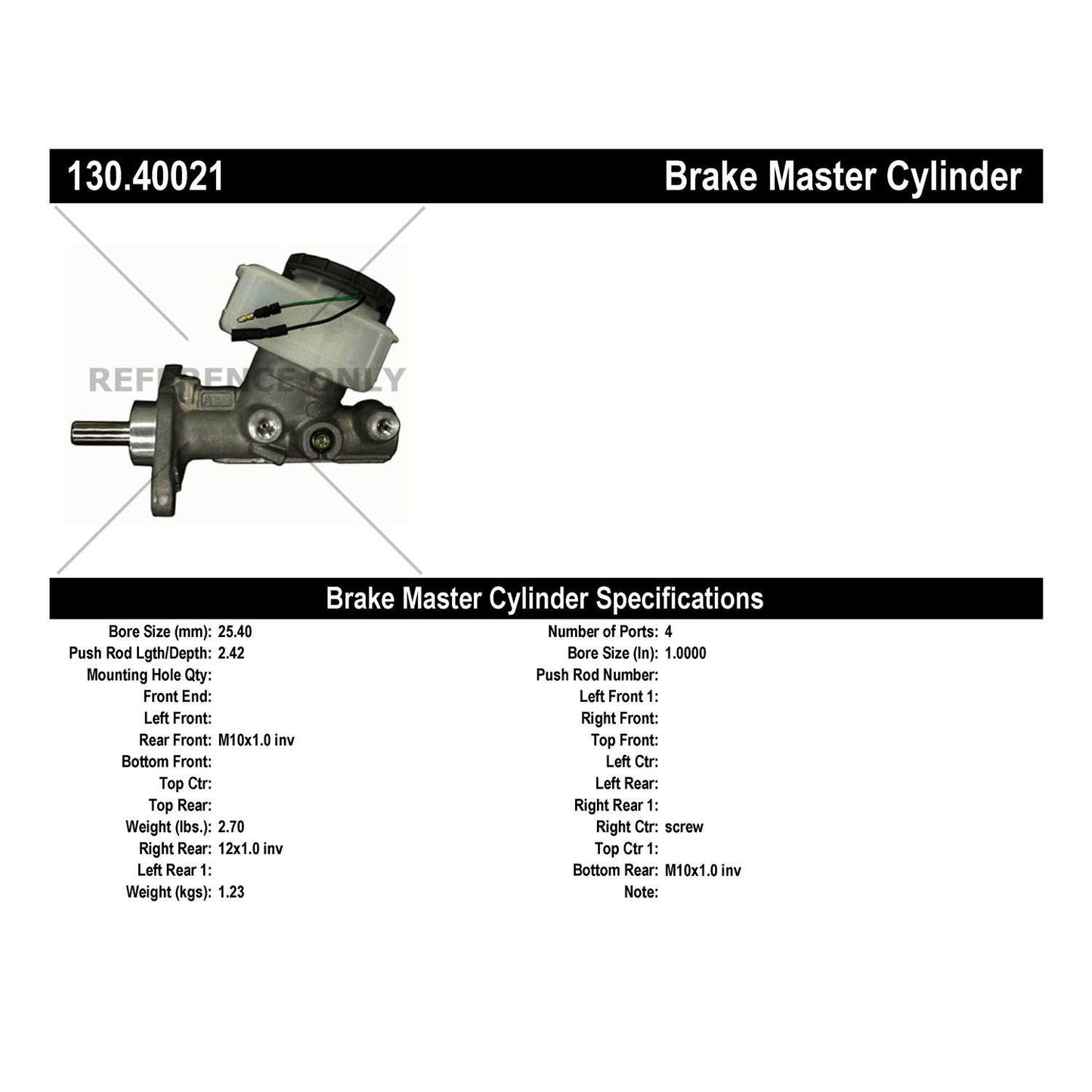 Centric Parts Premium Brake Master Cylinder 130.40021