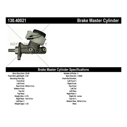 Centric Parts Premium Brake Master Cylinder 130.40021