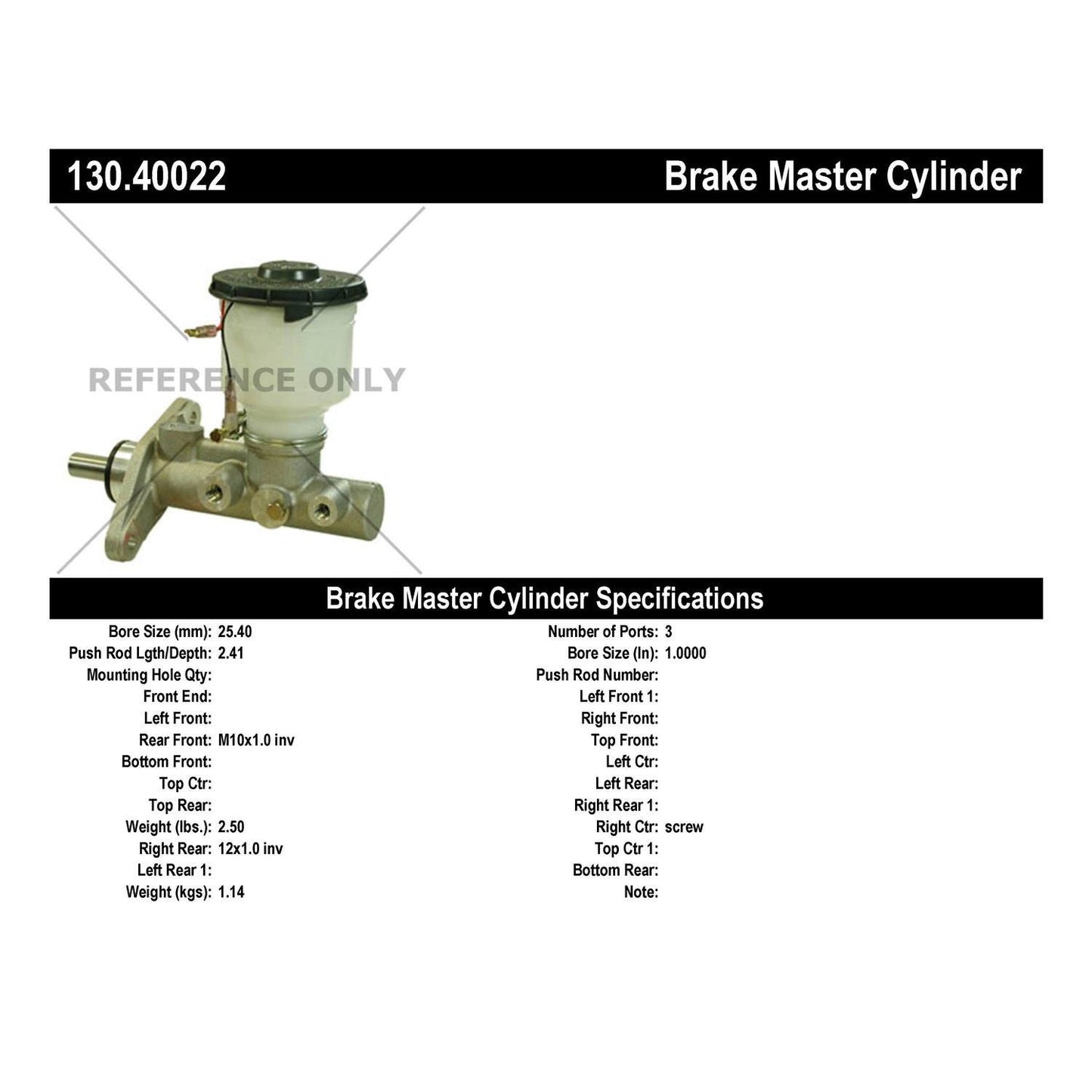 Centric Parts Premium Brake Master Cylinder 130.40022