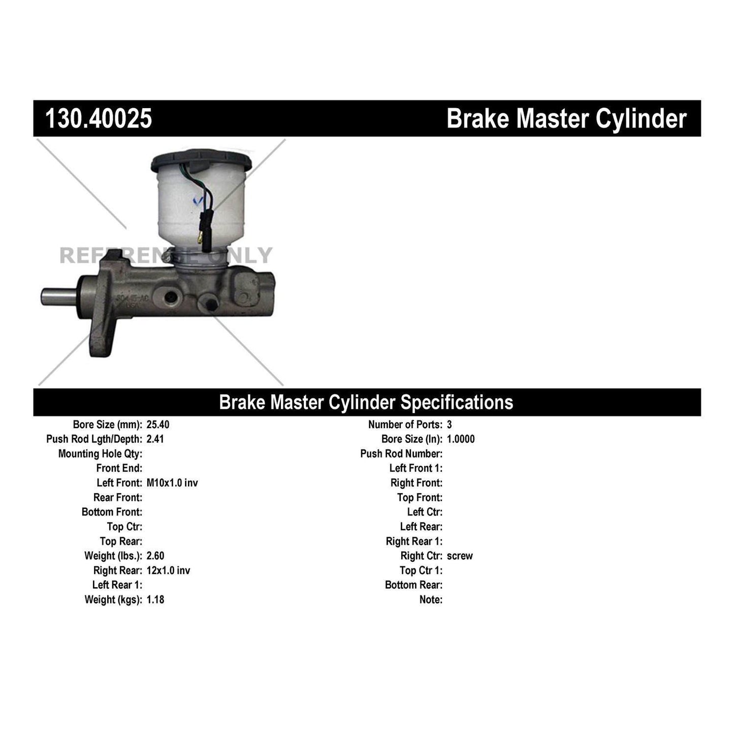 Centric Parts Premium Brake Master Cylinder 130.40025