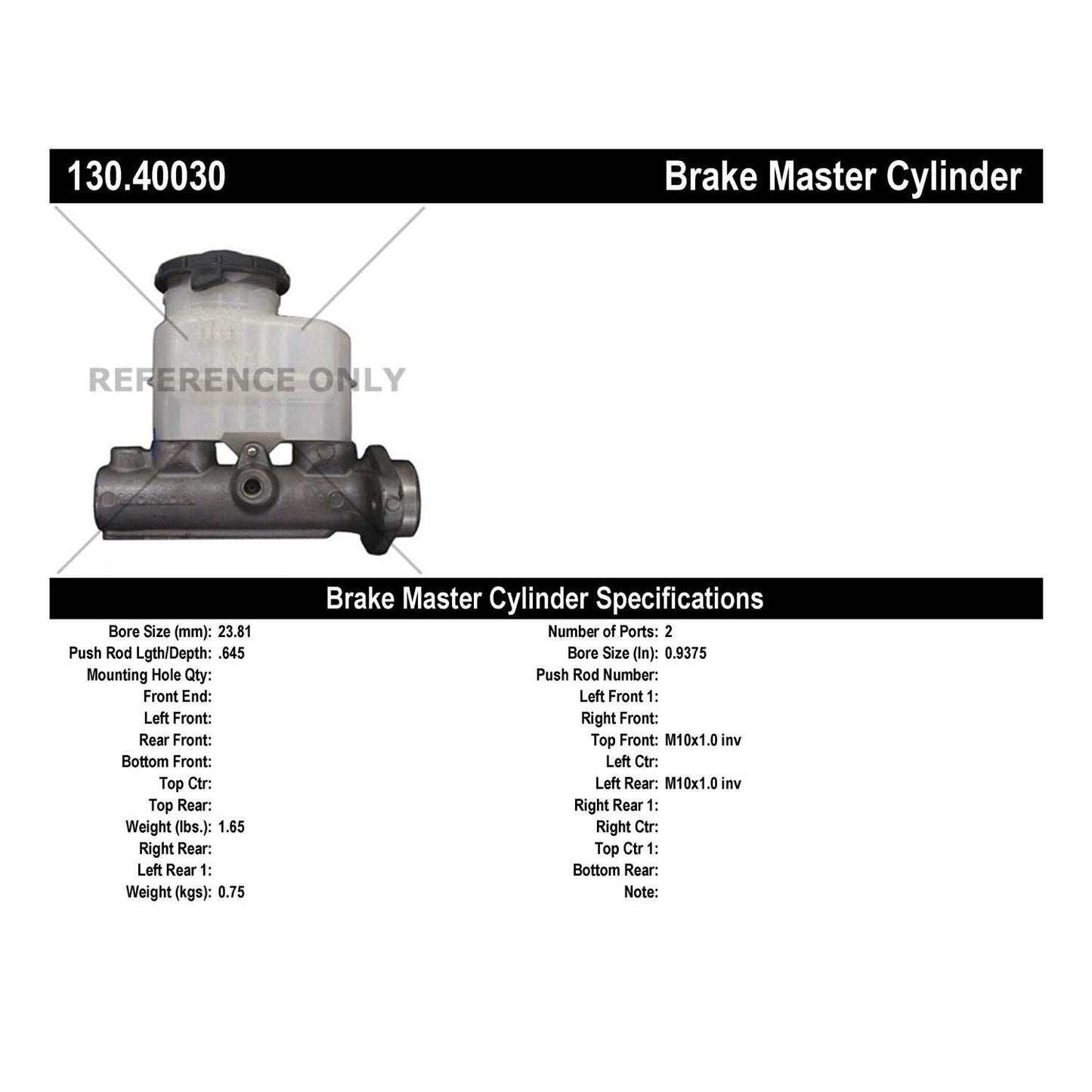 Centric Parts Brake Master Cylinder Premium for 1997-2001 Honda CR-V 130.40030