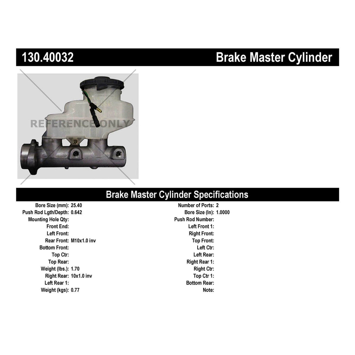 Centric Parts Premium Brake Master Cylinder 130.40032