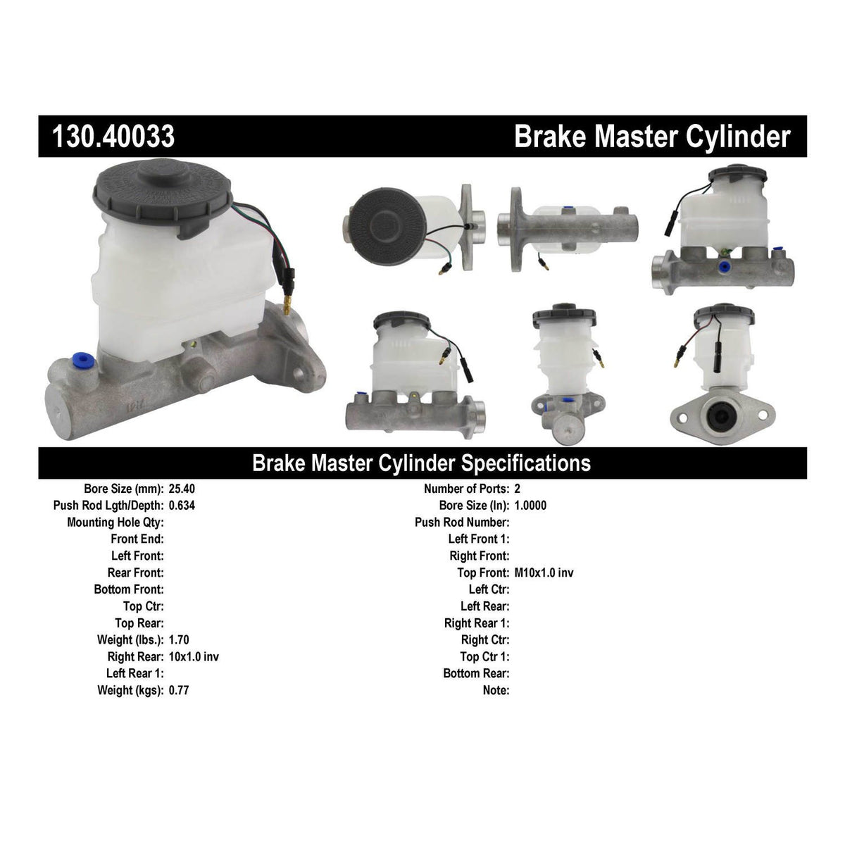 Centric Parts Premium Brake Master Cylinder 130.40033